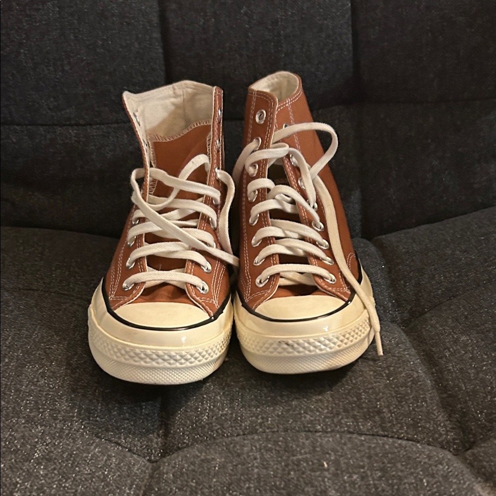 Converse Brown High-Top Sneakers with White Accents